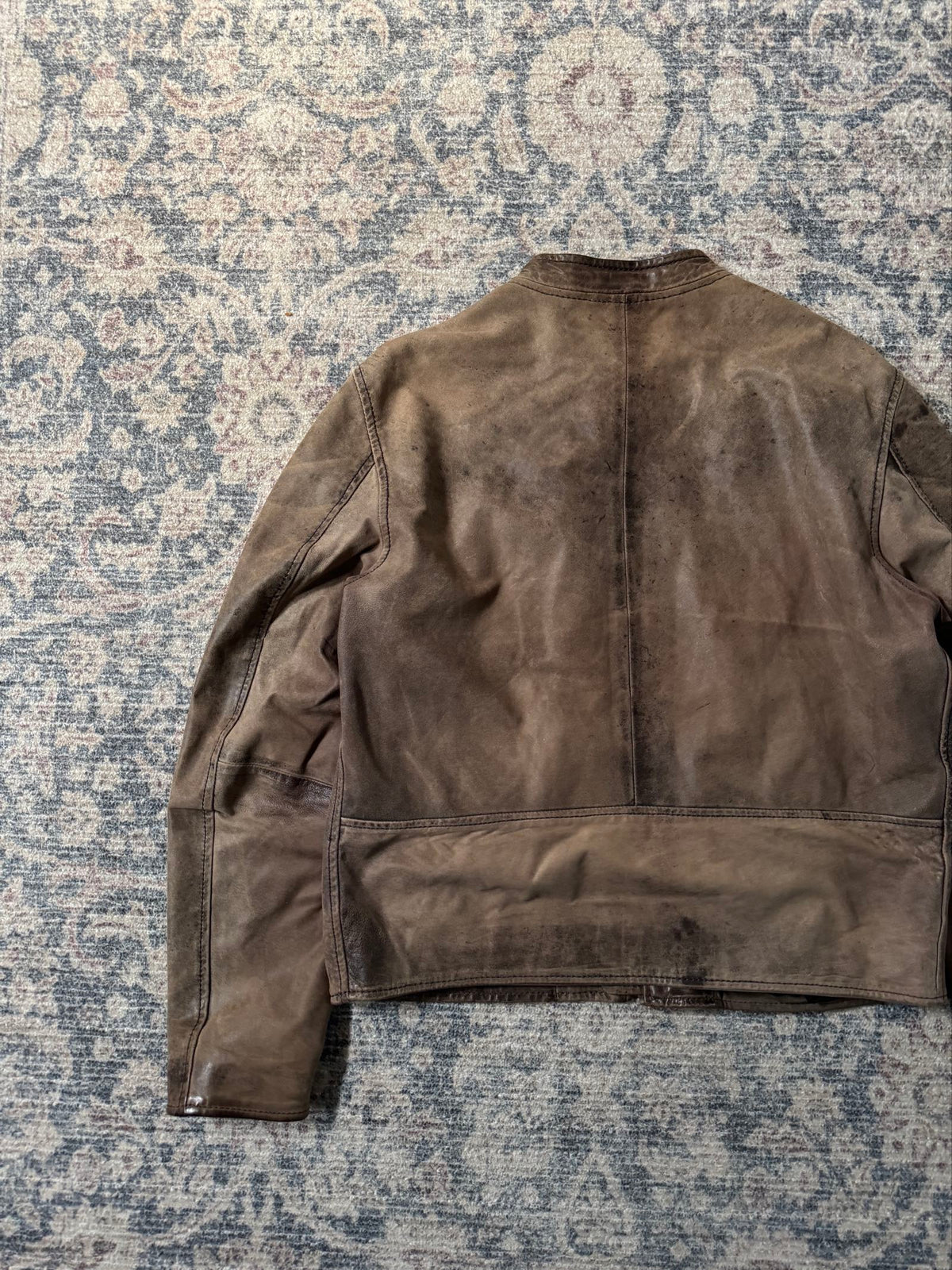 Vintage distressed cafe racer leather jacket