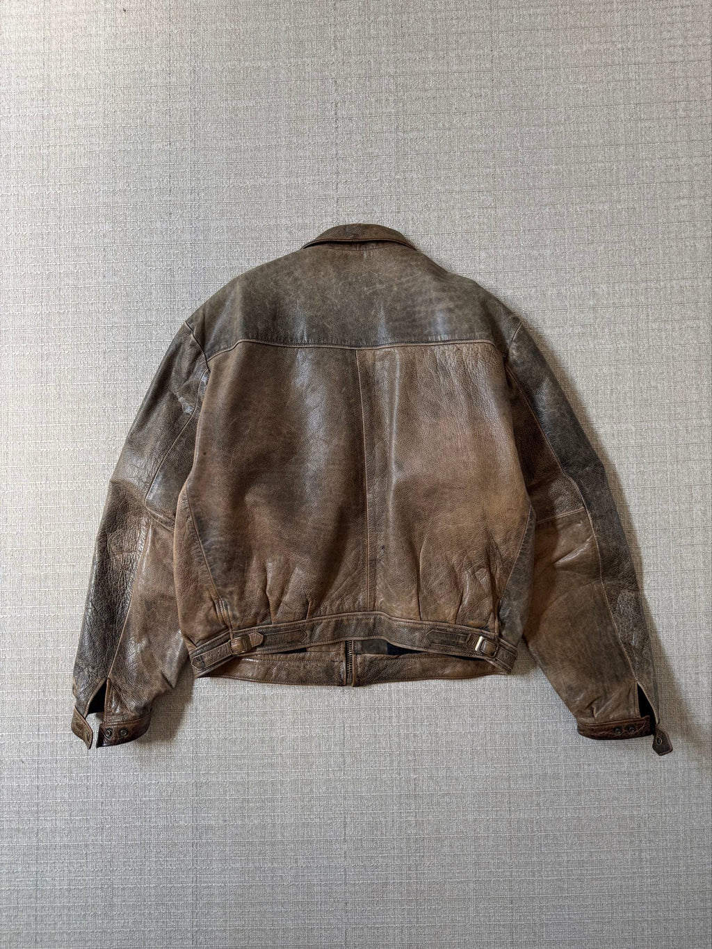 Vintage 80s heavy boxy patina leather jacket
