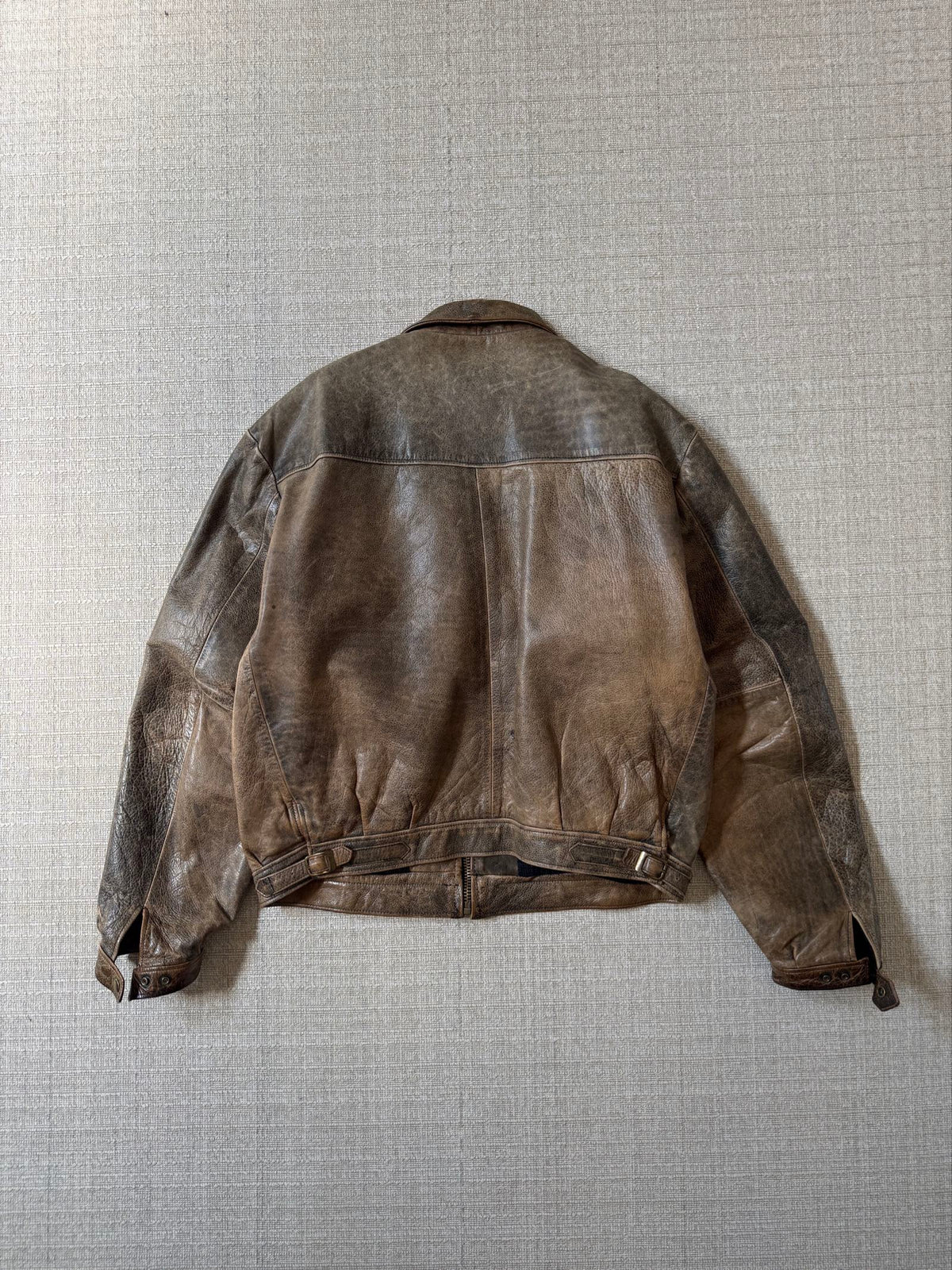 Vintage 80s heavy boxy patina leather jacket