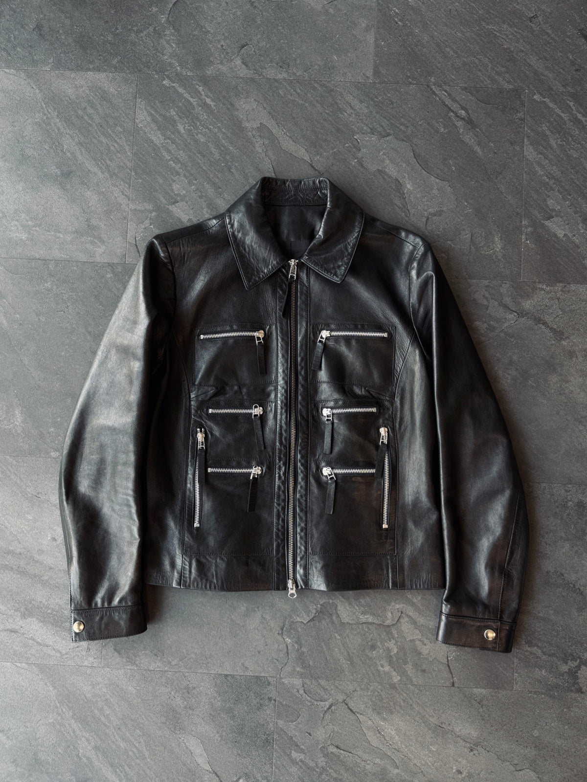 Y2K Multipocket cropped Sheep leather skin cropped jacket