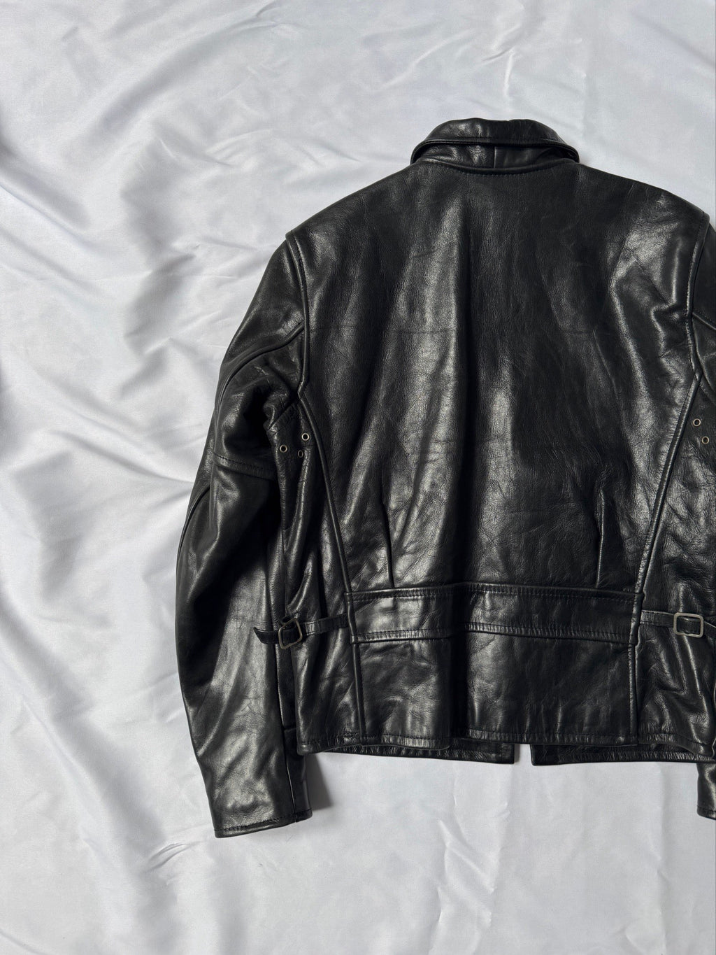 1980' heavy cowhide leather biker leather jacket