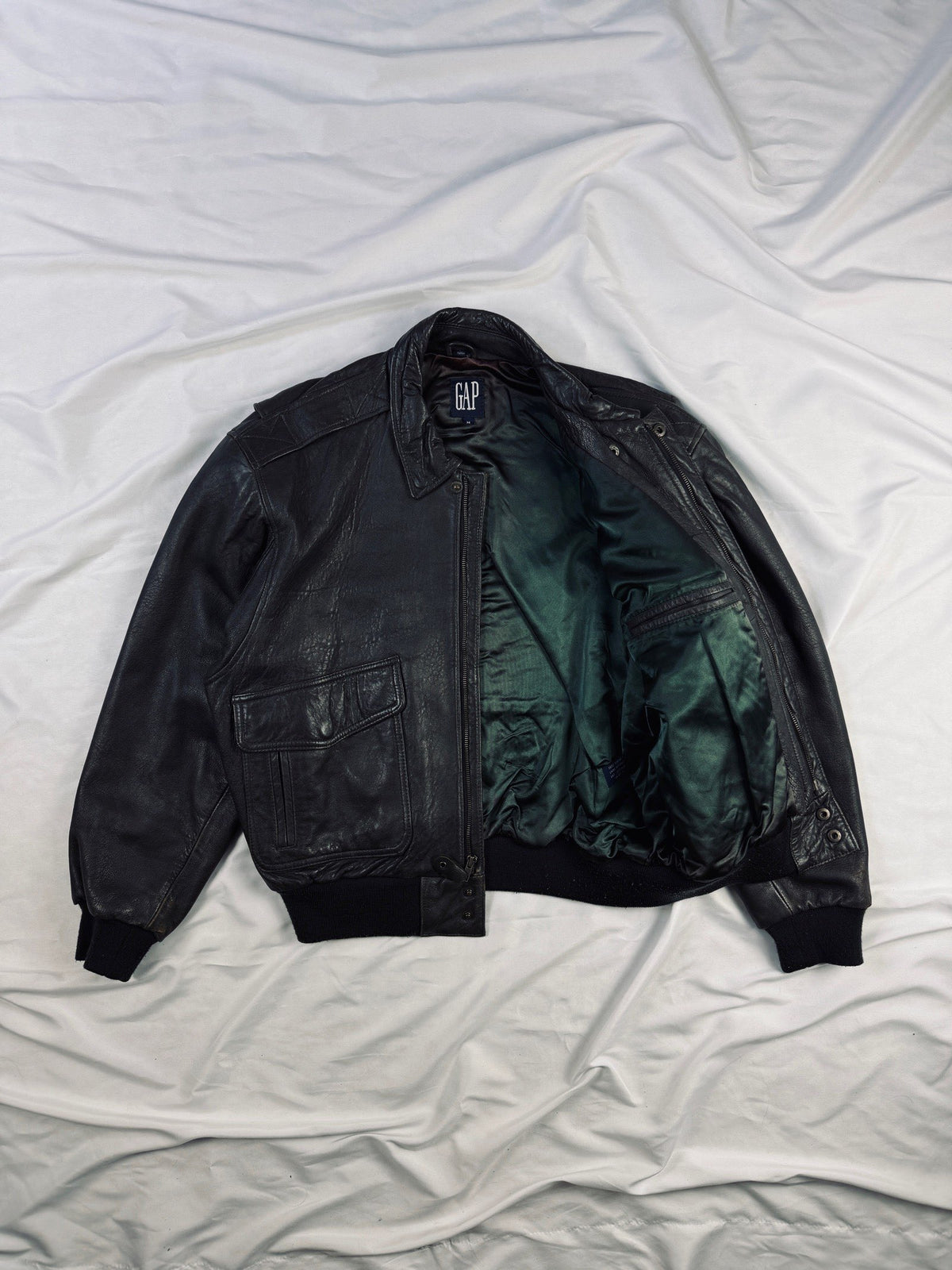 GAP heavy grain bomber leather jacket
