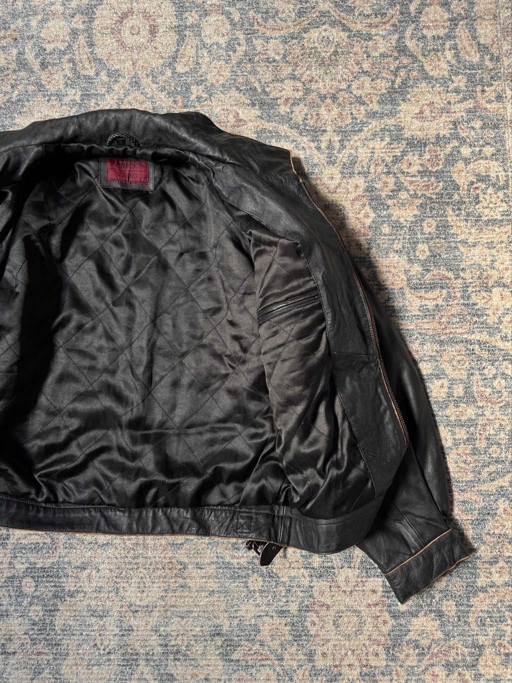 cropped heavy brown leather jacket