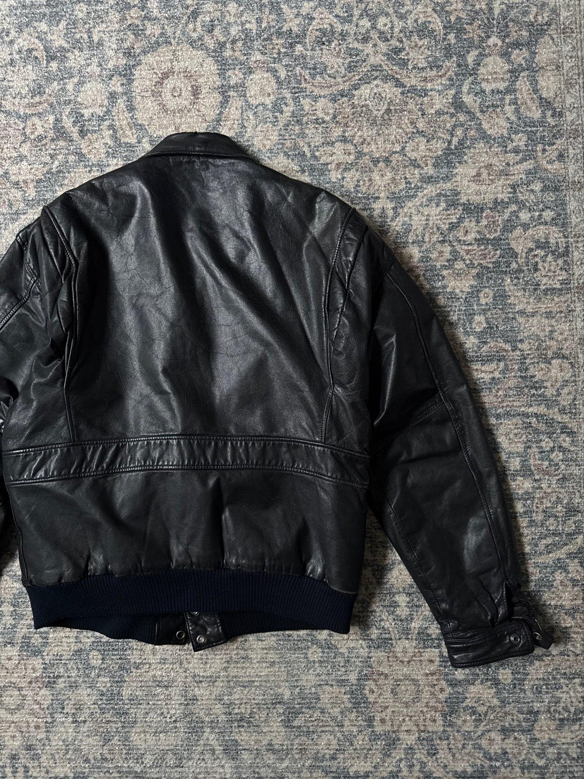 Petroff black a-2 type aviator leather jacket