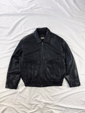 Pidgor bomber black leather jacket heavy grain