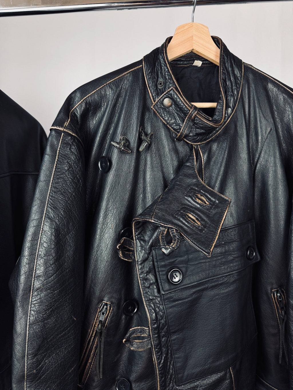 Swedish Army Dispatch Heavy Motorcycle Leather Jacket