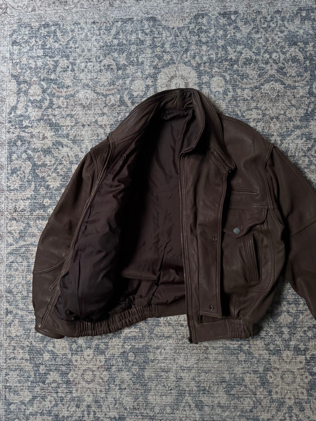 retro heavy brown oversized bomber leather jacket