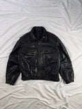 1990' Black cropped heavy leather jacket