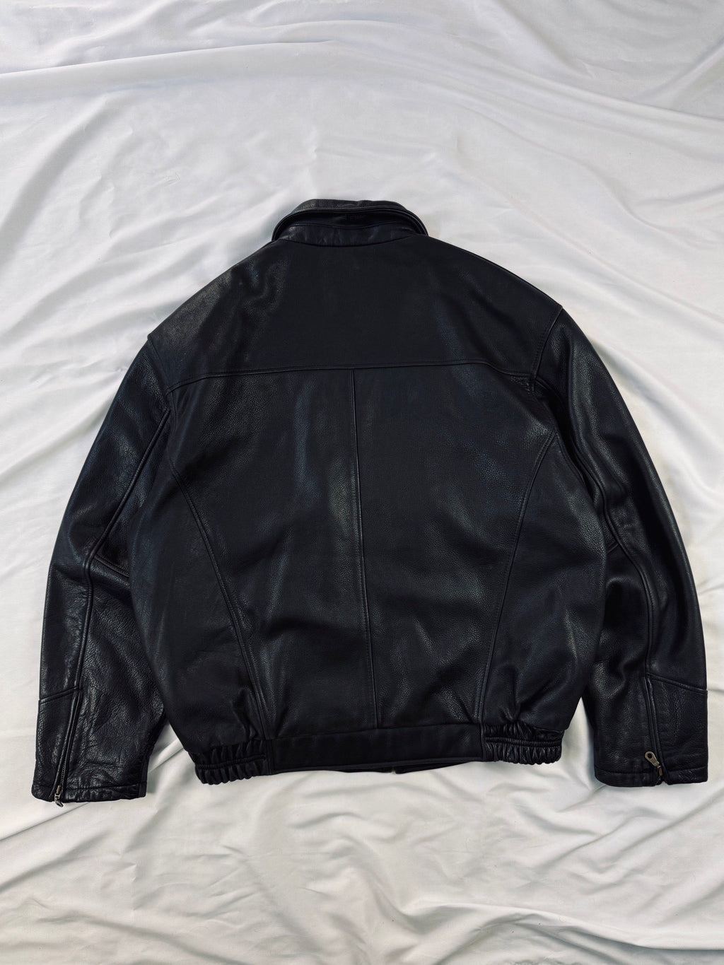 Pidgor bomber black leather jacket heavy grain