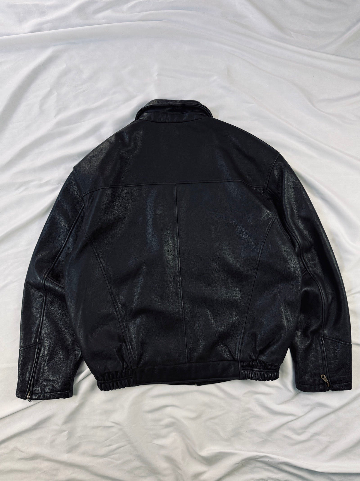 Pidgor bomber black leather jacket heavy grain