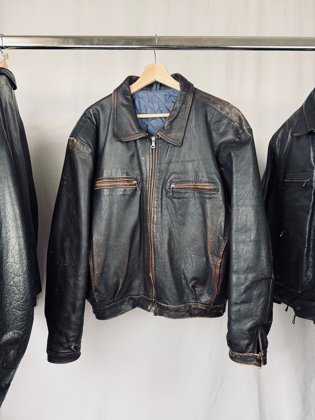 1990' Brown cropped heavy grain leather jacket