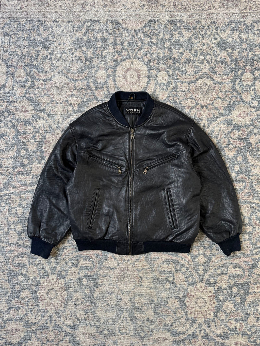 Retro bomber basic leather jacket