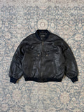Retro bomber basic leather jacket
