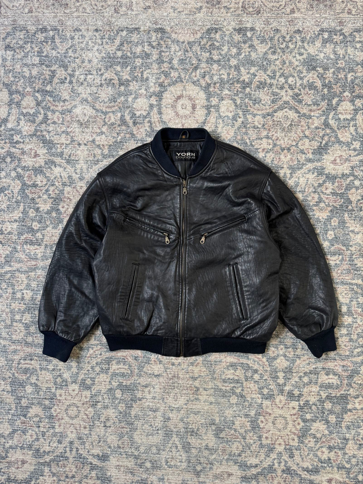 Retro bomber basic leather jacket
