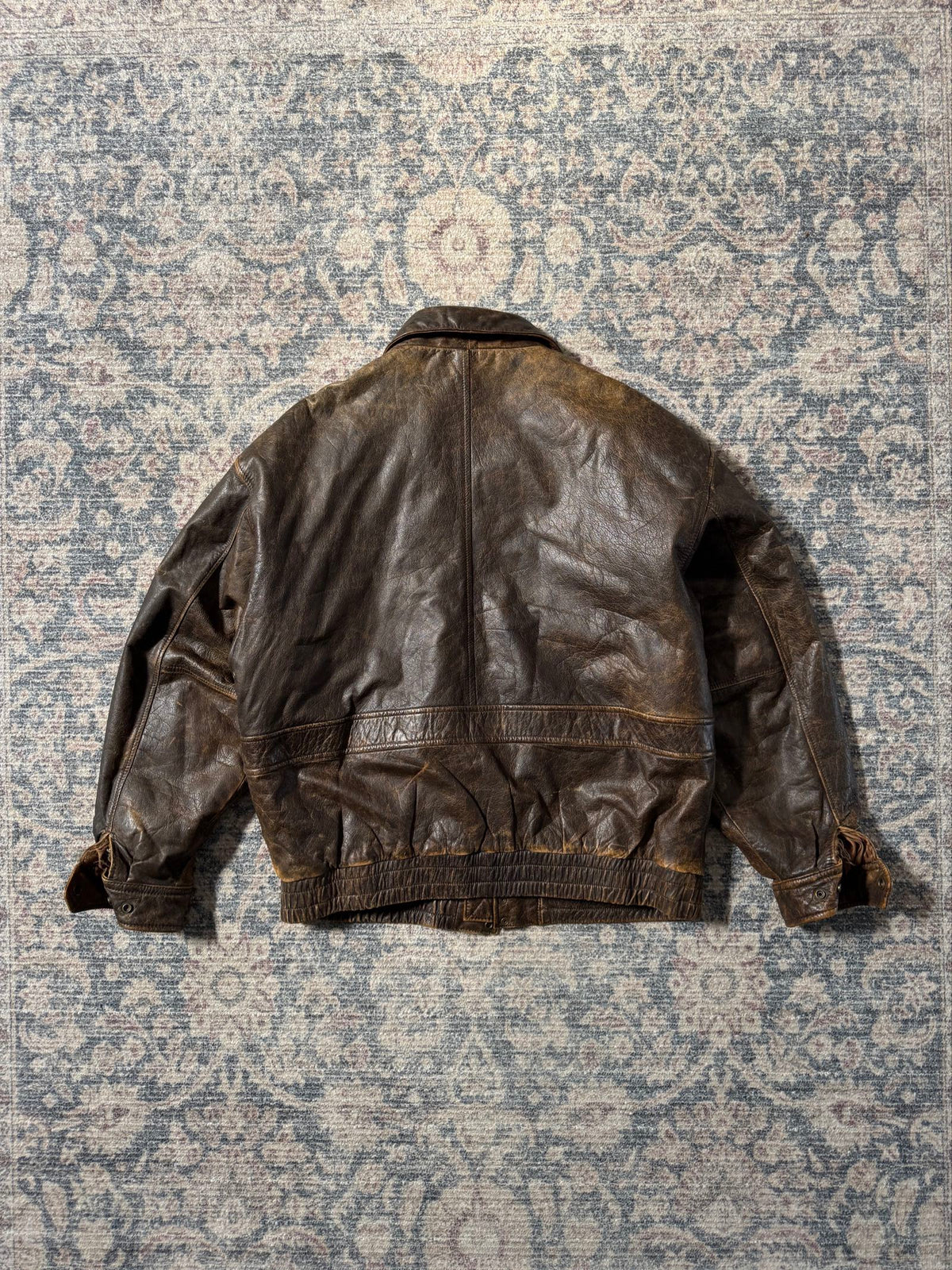 Petroff heavy patina aviator type leather jacket