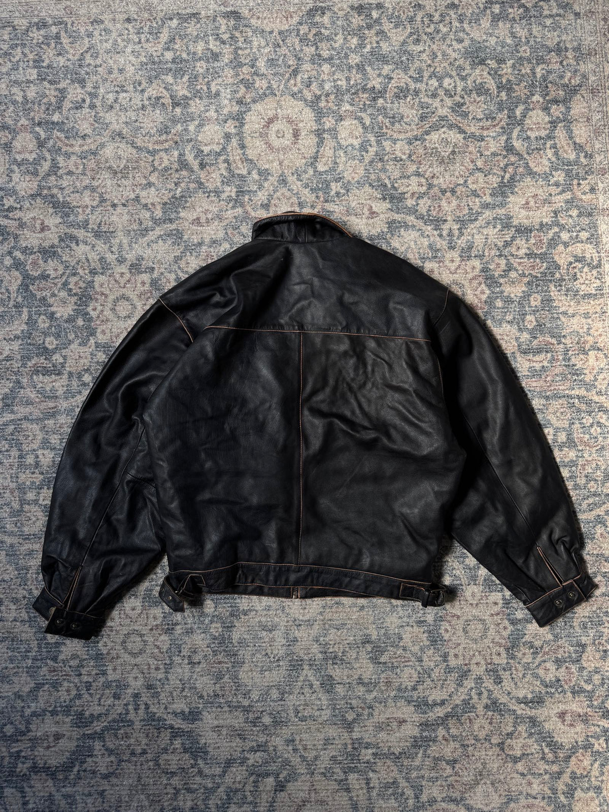cropped heavy brown leather jacket