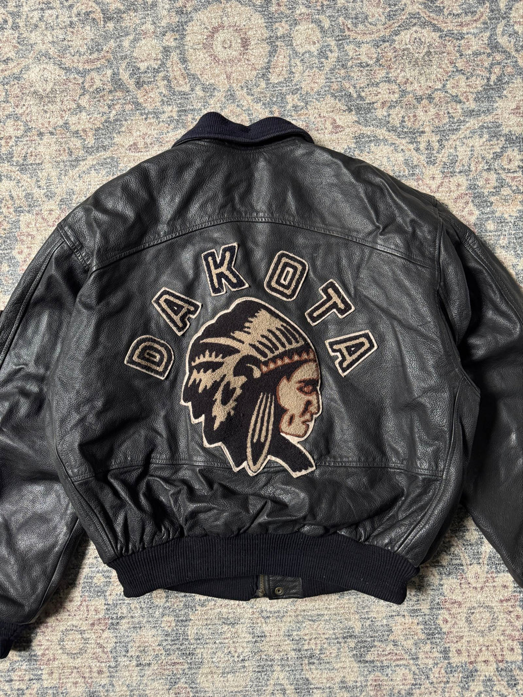 90s authentic Dakota Indian bomber leather jacket