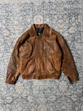 Vintage 90s brown bomber leather jacket. Aviator type