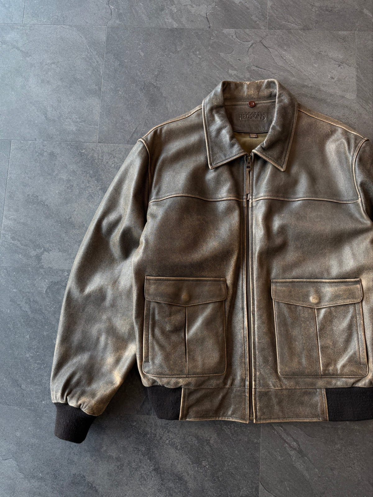 Vintage Redskins Bomber Aviator Leather Jacket