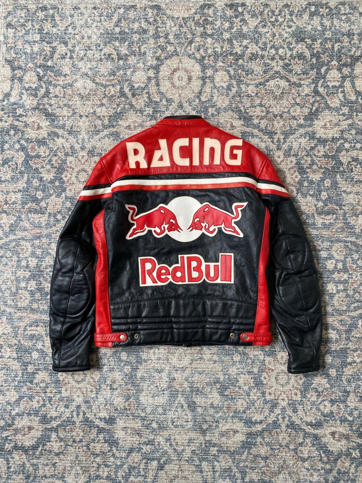 Vintage Red Bull racing biker leather jacket