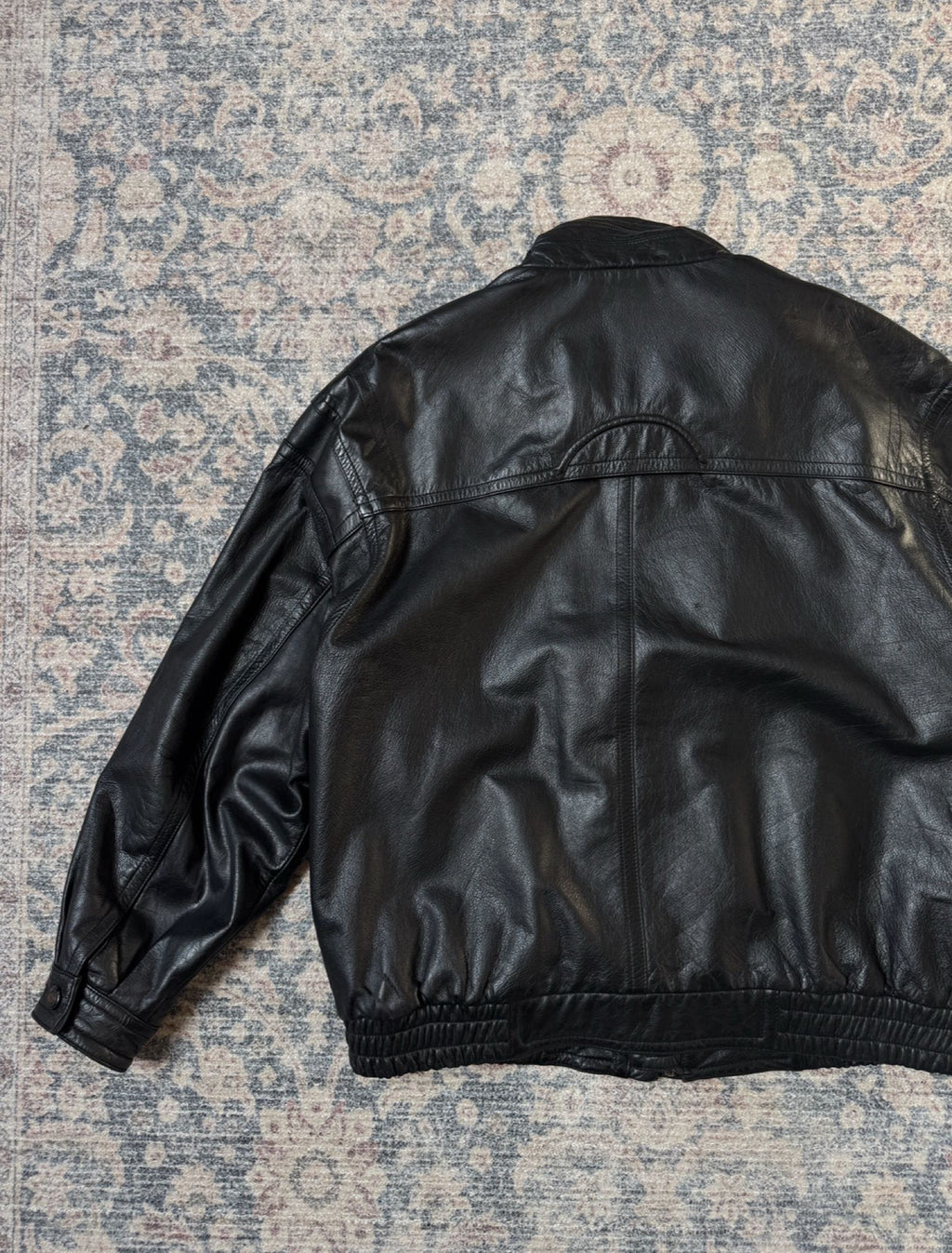 Retro 90s heavy oversized leather jacket