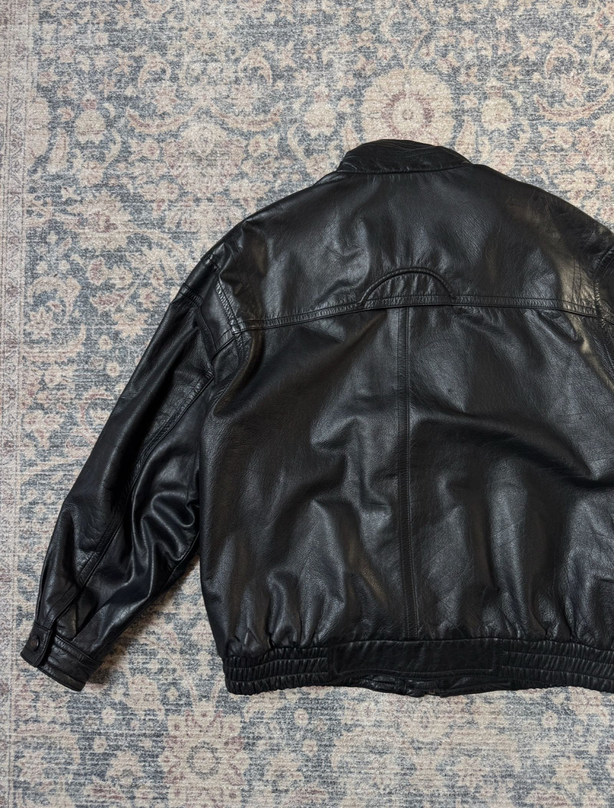 Retro 90s heavy oversized leather jacket