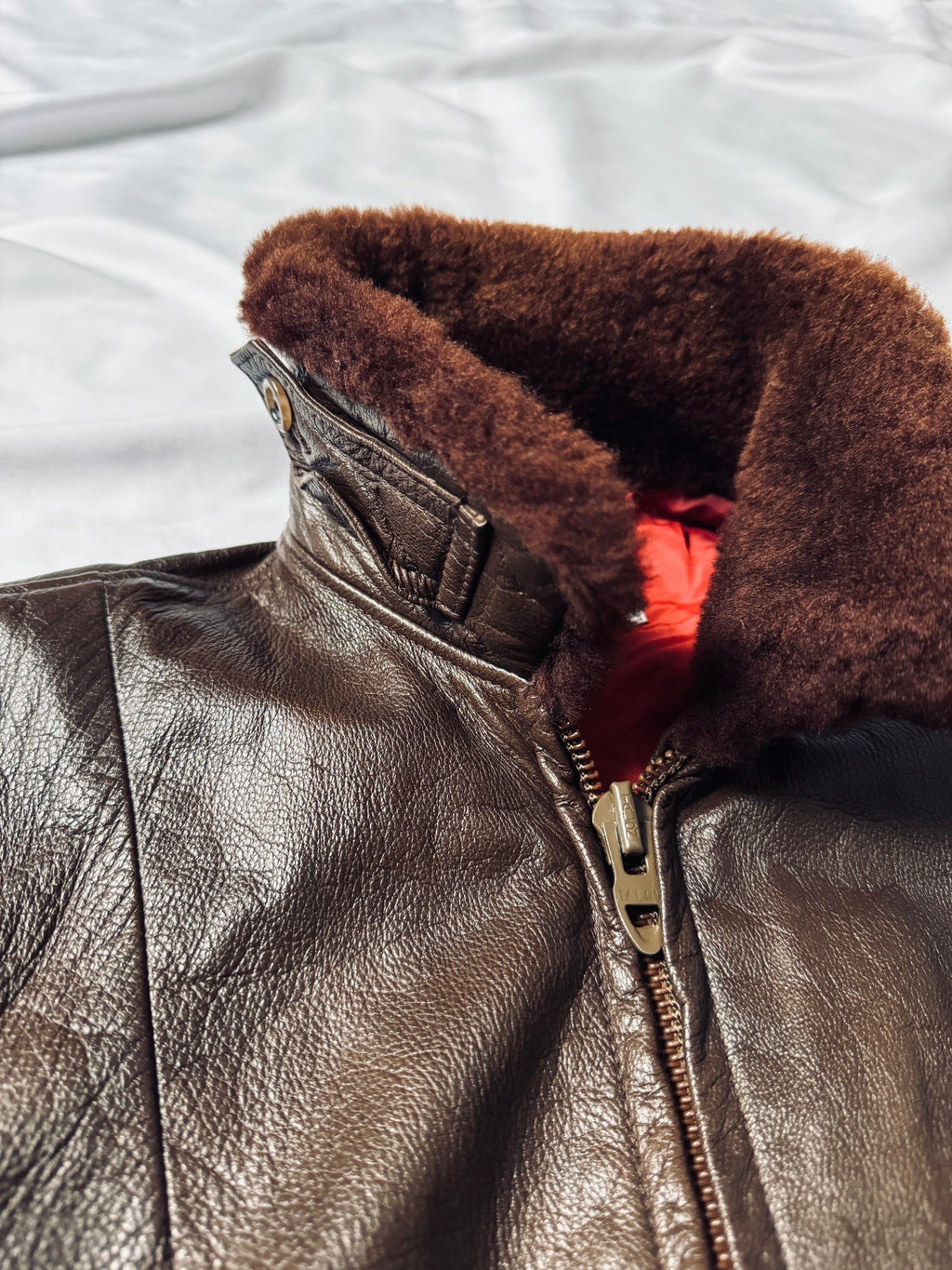 80s aviator talon brown leather jacket a-2 type
