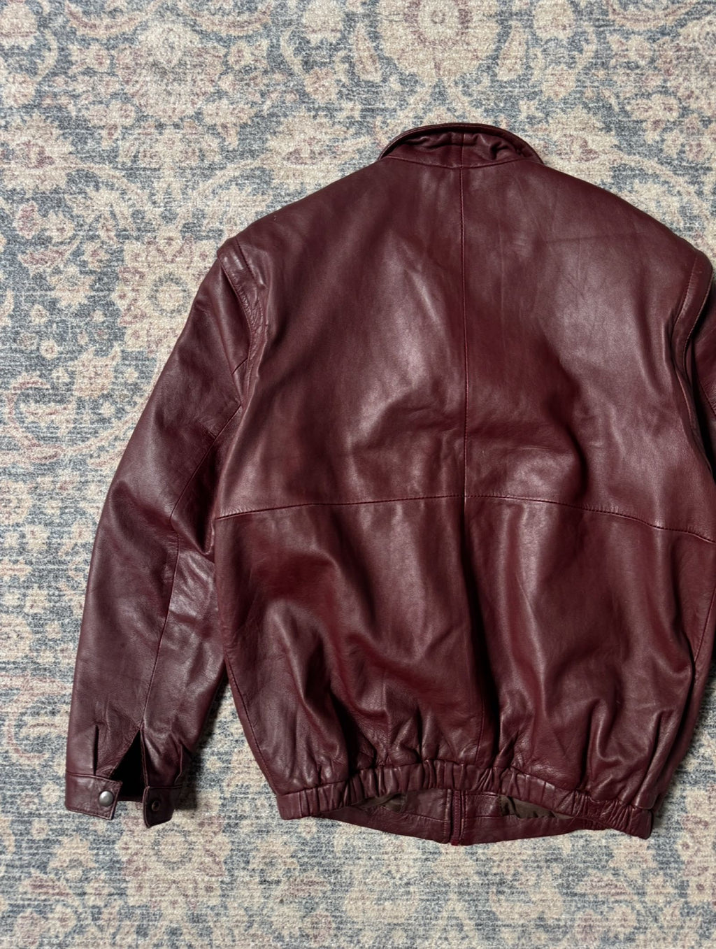 Retro 80s cherry red bomber leather jacket
