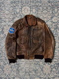 Aviator A-2 Top Gun heavy patina brown leather jacket