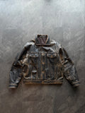 90s Uncle Sam trucker patina heavy leather jacket