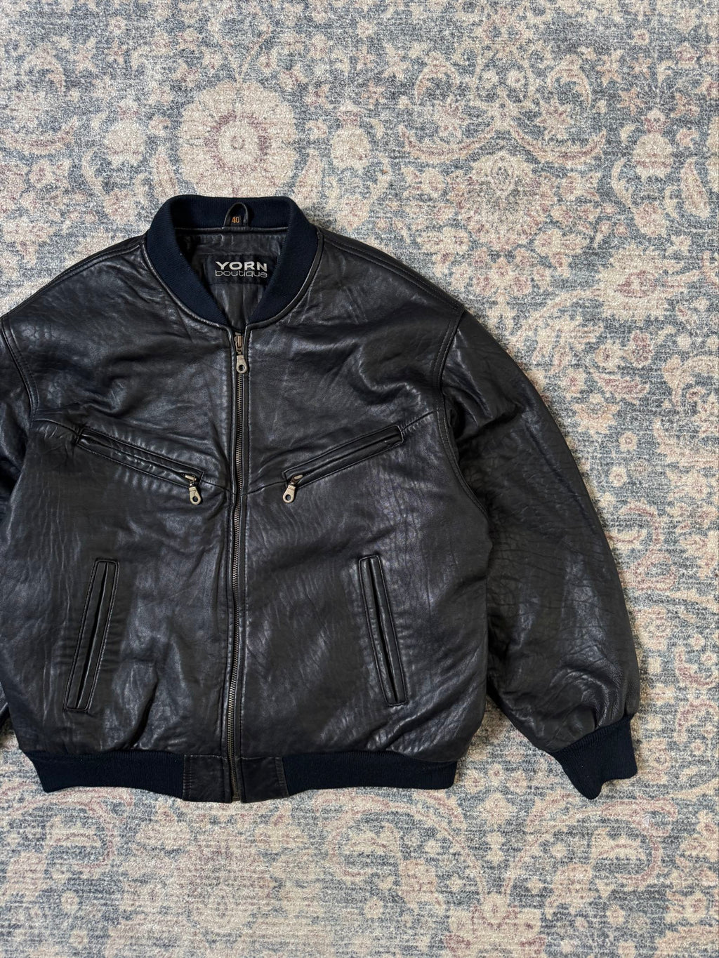 Retro bomber basic leather jacket