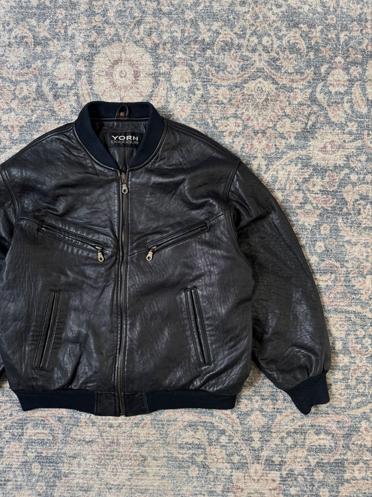Retro bomber basic leather jacket