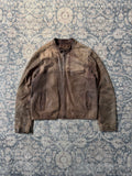 Vintage distressed cafe racer leather jacket