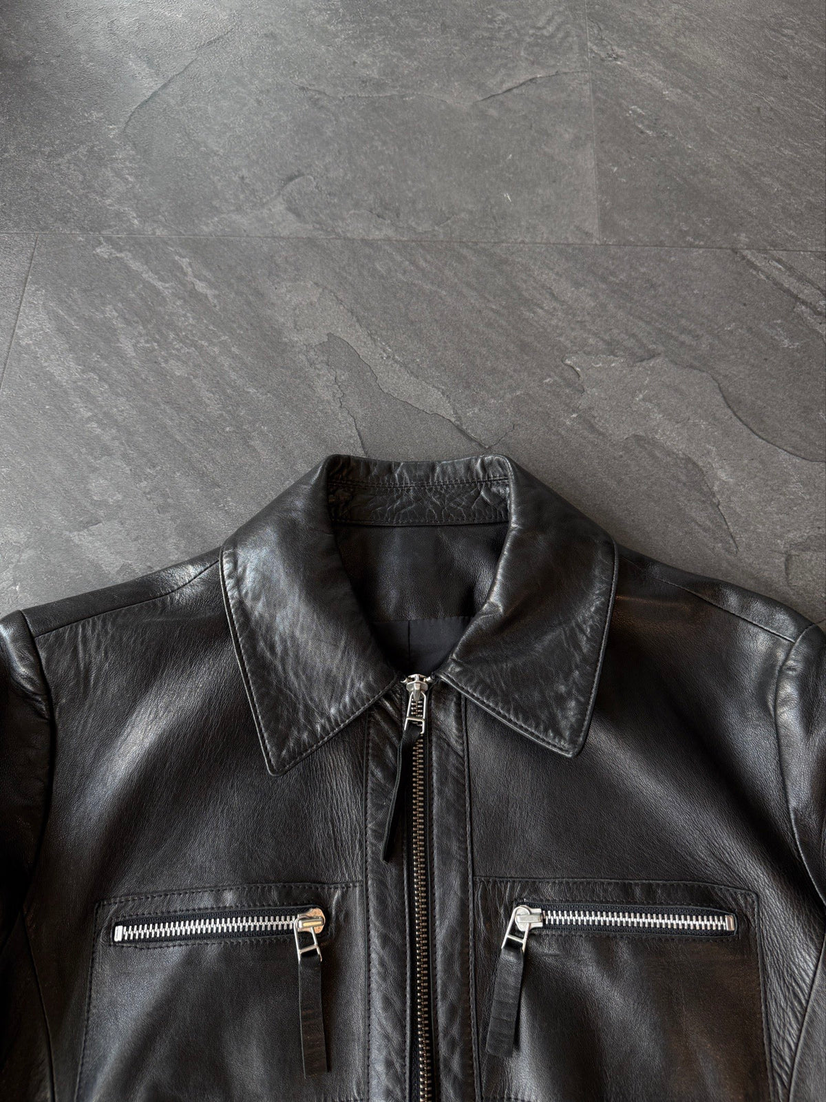 Y2K Multipocket cropped Sheep leather skin cropped jacket