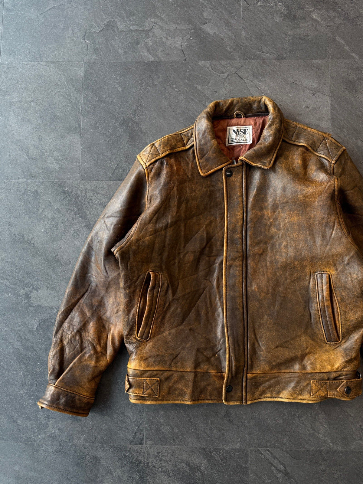 90s Nyse Made in France patina lambs leather jacket