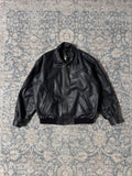 Vintage black bomber heavy leather jacket 90s