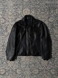 Perfect cut black cropped 90s leather jacket heavy grain