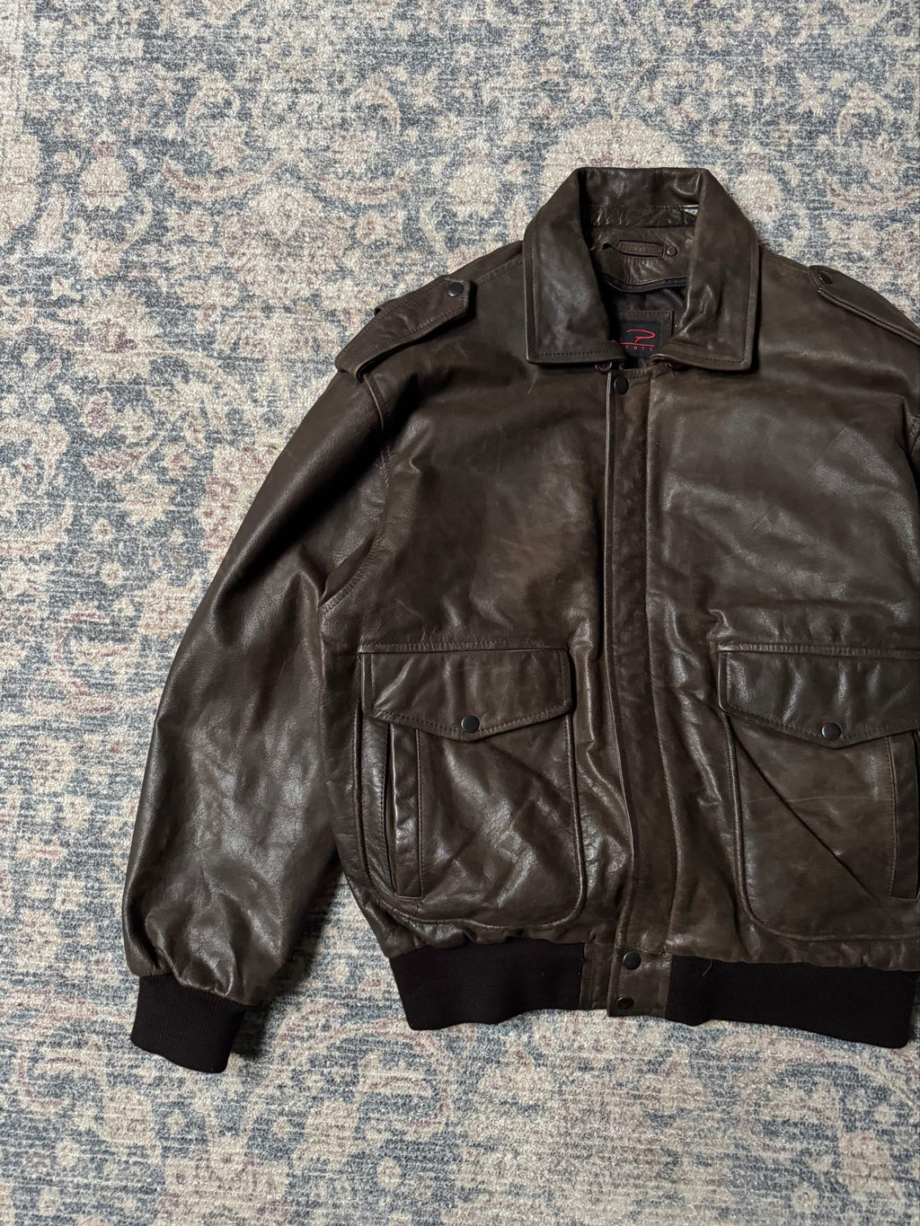 A-2 type brown aviator bomber leather jacket
