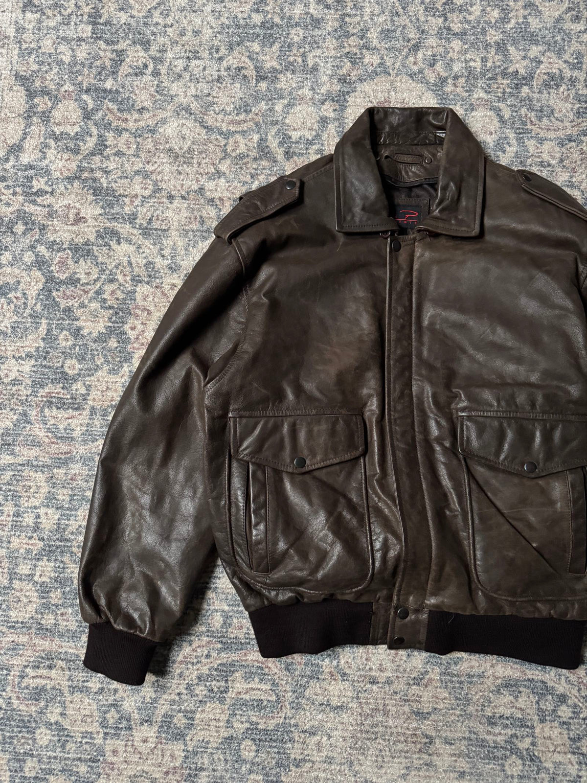 A-2 type brown aviator bomber leather jacket