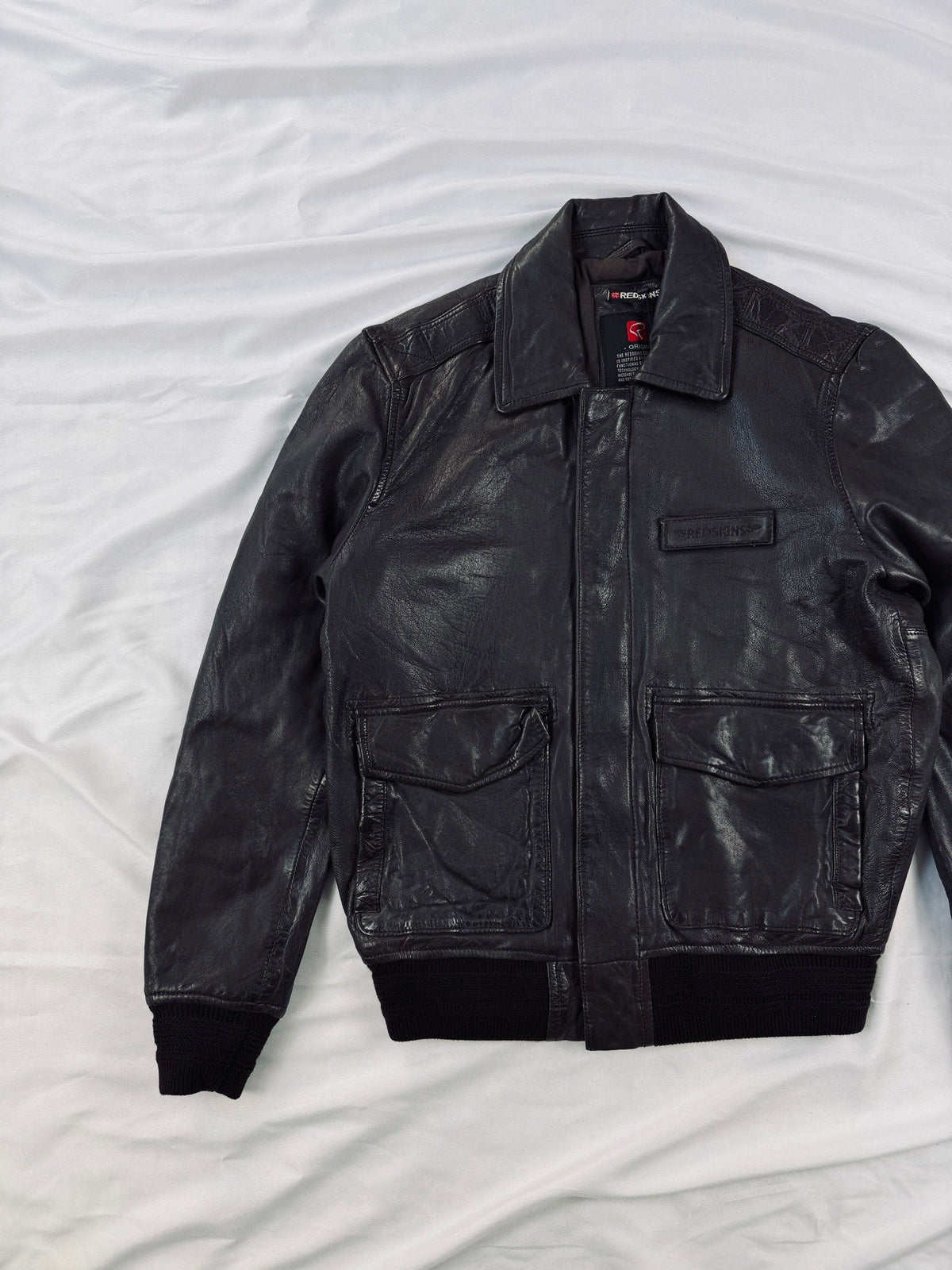 Classic Redskins aviator jacket in rich brown leather