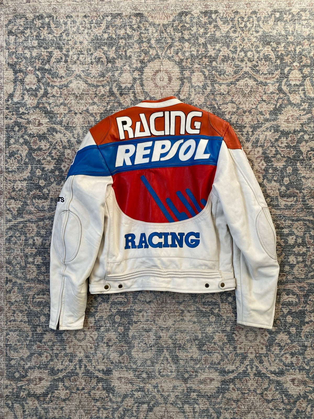 Vintage Repsol Honda racing biker leather jacket