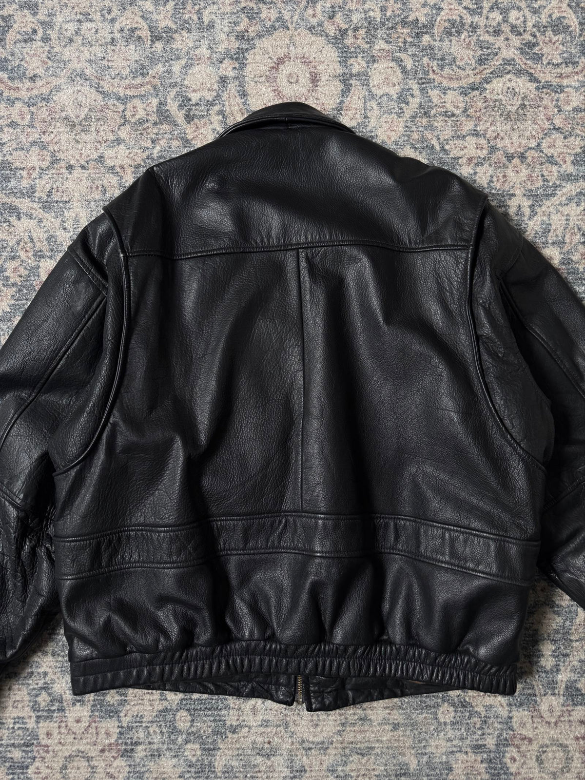 Wilson black heavy bomber leather jacket