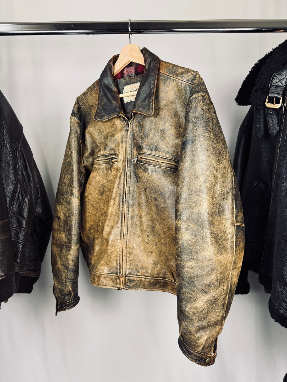 Vintage 70s Heavy Boxy Patina Leather Jacket