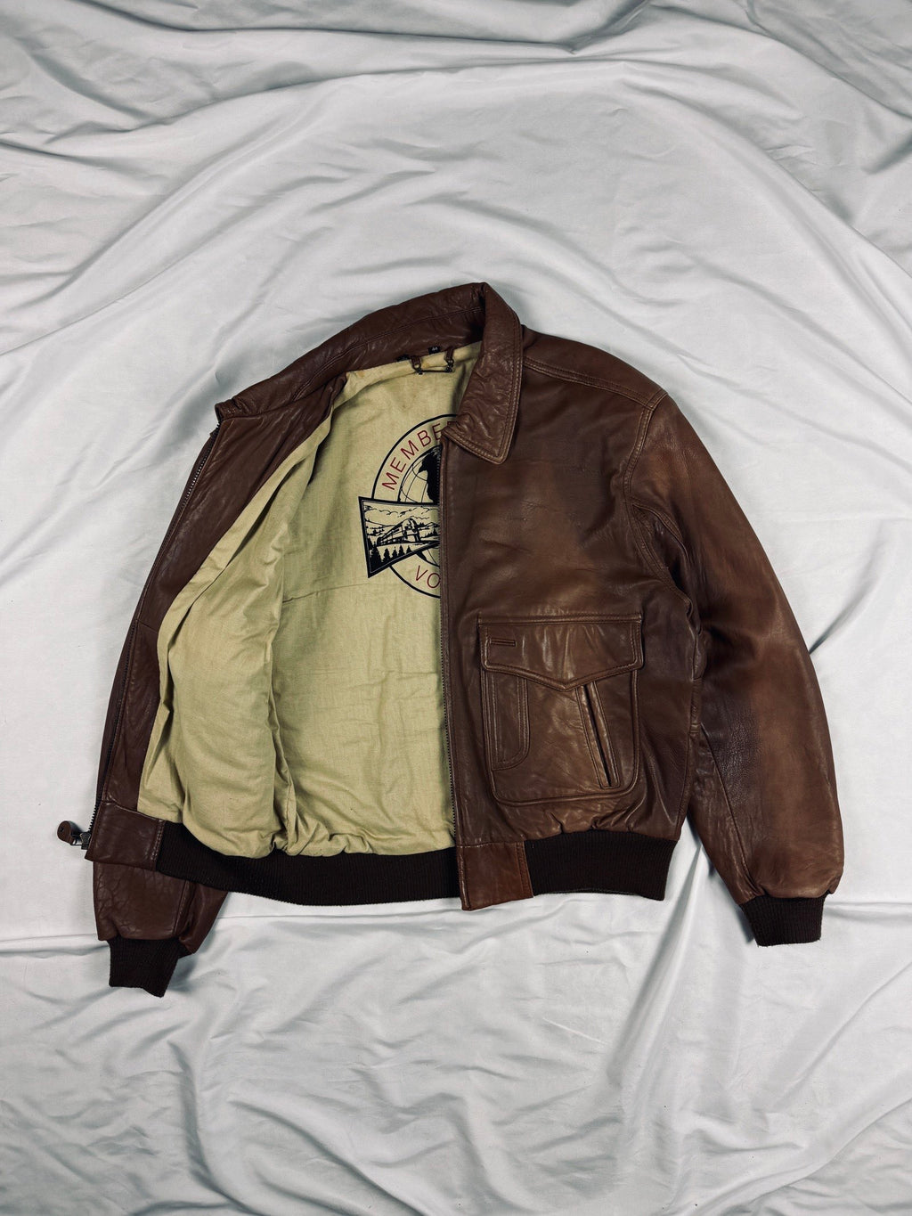 A-2 aviator brown bomber leather jacket