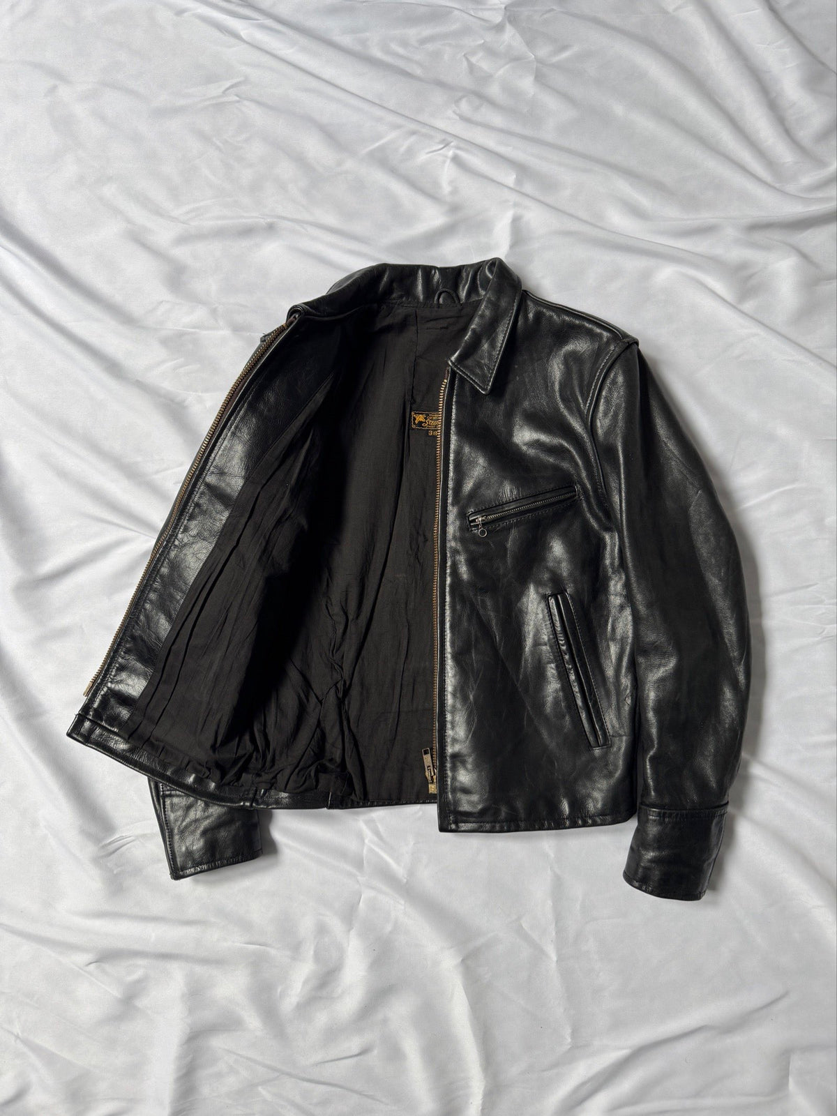 1980' heavy cowhide leather biker leather jacket