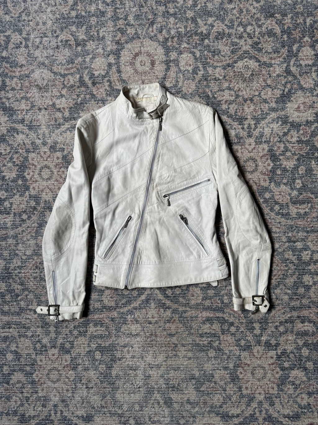 y2k white cropped biker leather jacket