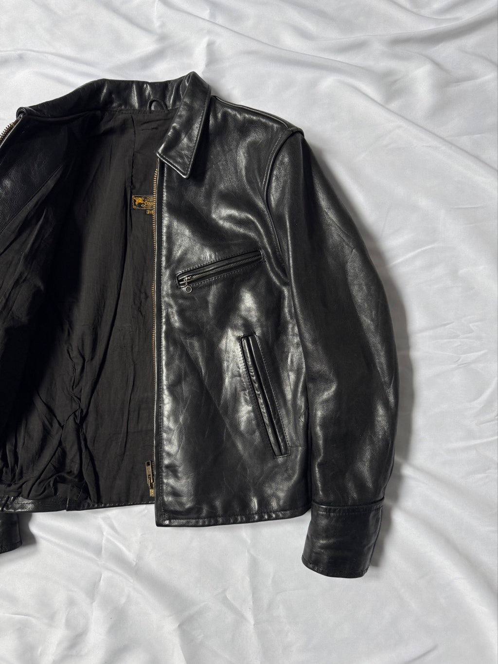 1980' heavy cowhide leather biker leather jacket