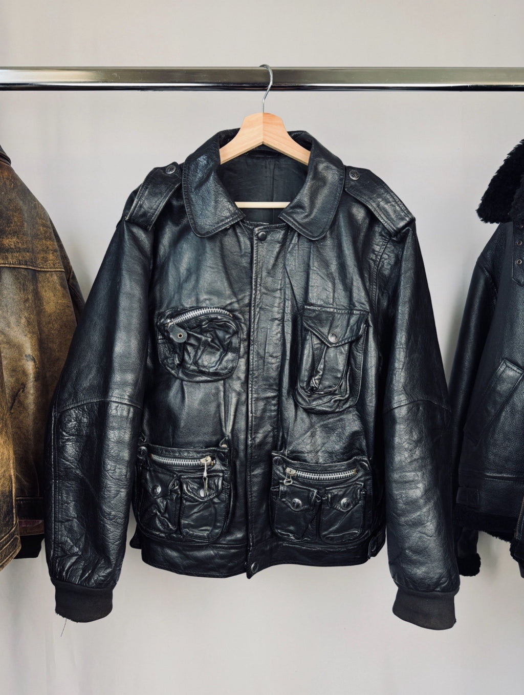 90s multipocket leather jacket