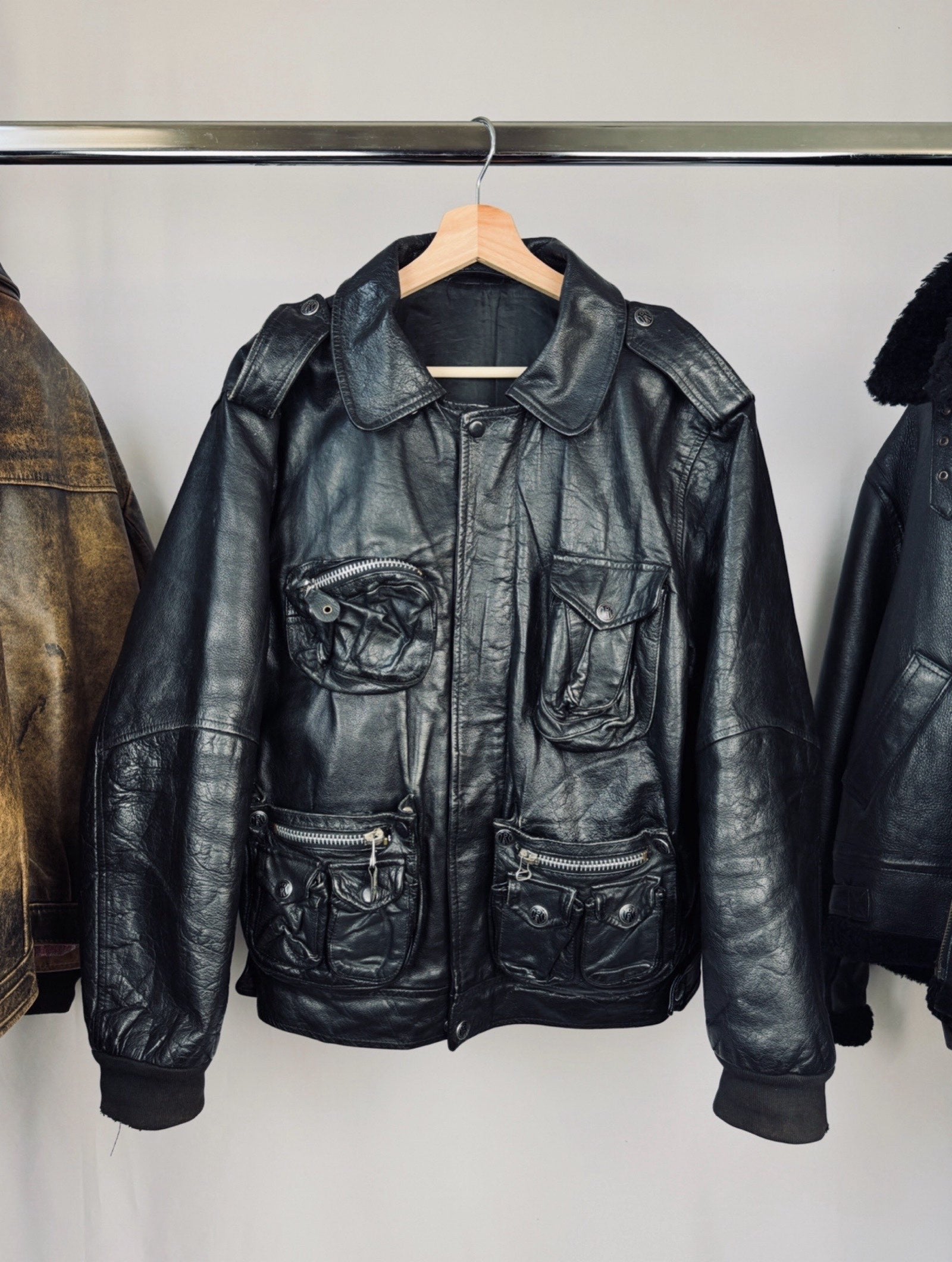 90s multipocket leather jacket
