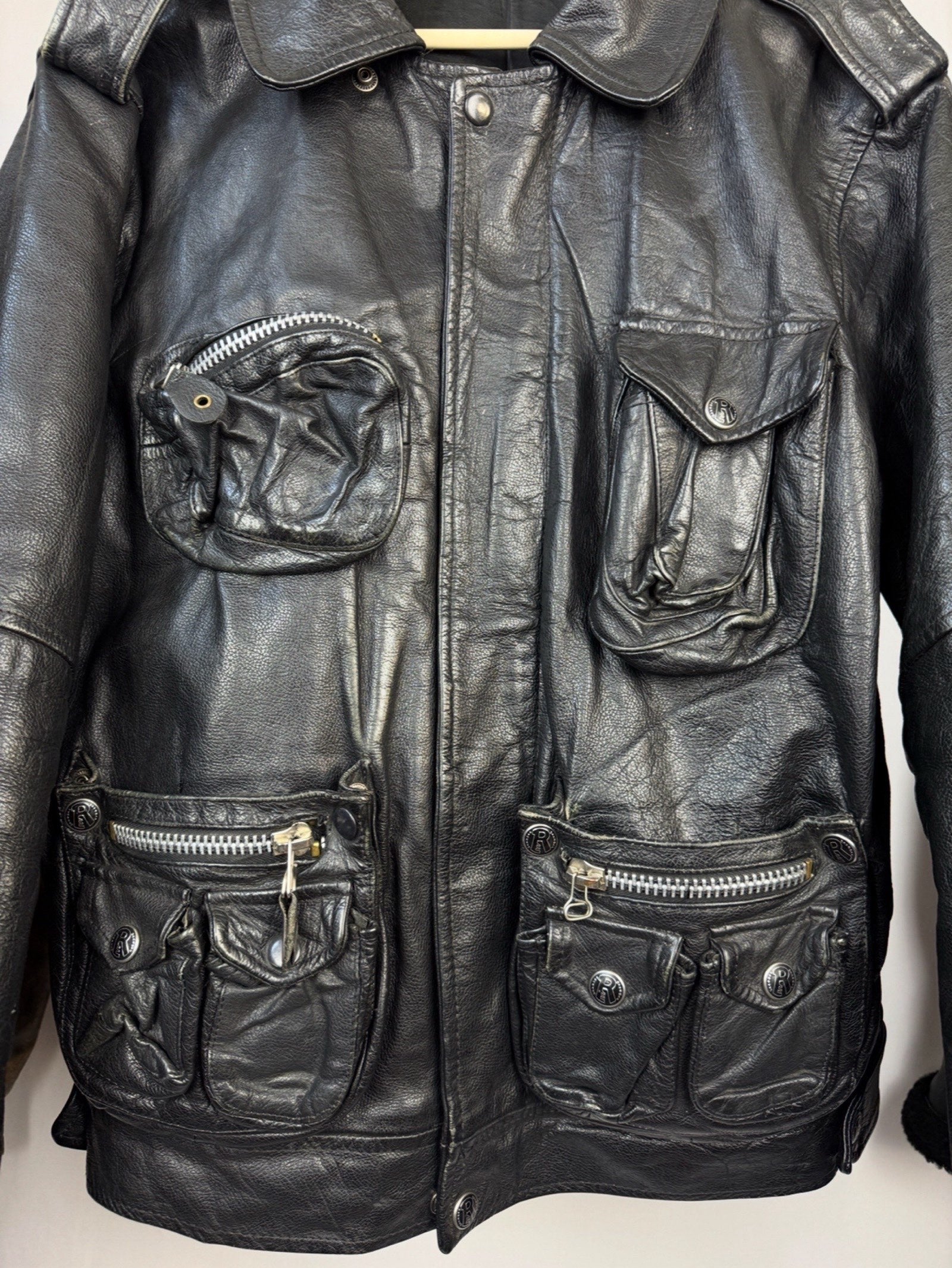 90s multipocket leather jacket
